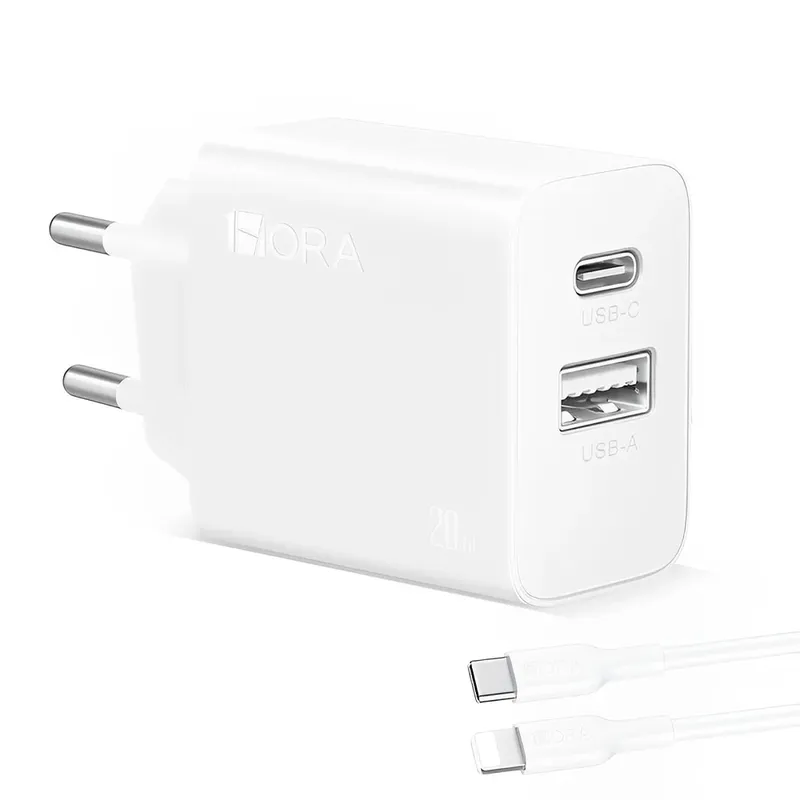Carregador 1hora Pd 20w Tipo A/c+cabo C/lightning Branco