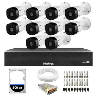 Kit 10 Câmeras Intelbras VHL1220B, FULL HD 1080P, Visão Noturna 20M, Proteção IP66 + DVR Gravador MHDX 1016-C, 16 Canais + HD 500GB