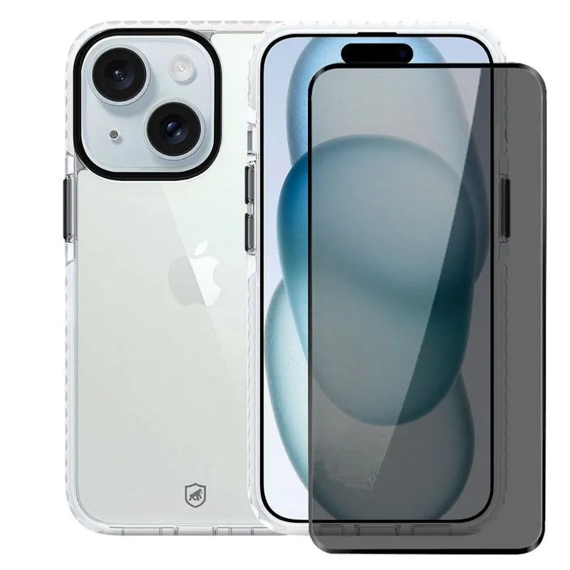 Kit Capa Urus Branca E Pelicula Defender Pro Privacidade Para Iphone 15 Pro Max - Gshield