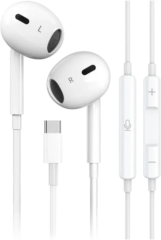 Fones De Ouvido Usb-c Compatível Iphone 16/15 Pro Max Plus, Tipo C, Com Fio, Microfone E Controle Remoto, Para Iphone 16/15 Pro, Ipad Pro, Galaxy S23/