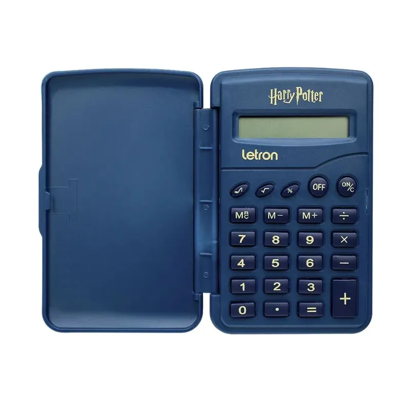 Calculadora De Bolso 8 Digitos Flip Letron Azul Estampa Harry Potter 99342