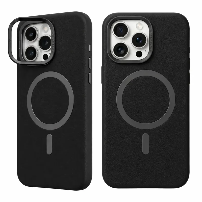 Capa Magnética Couro Premium Iphone 16 Pro Max + Películas Reforçada Para Câmera
