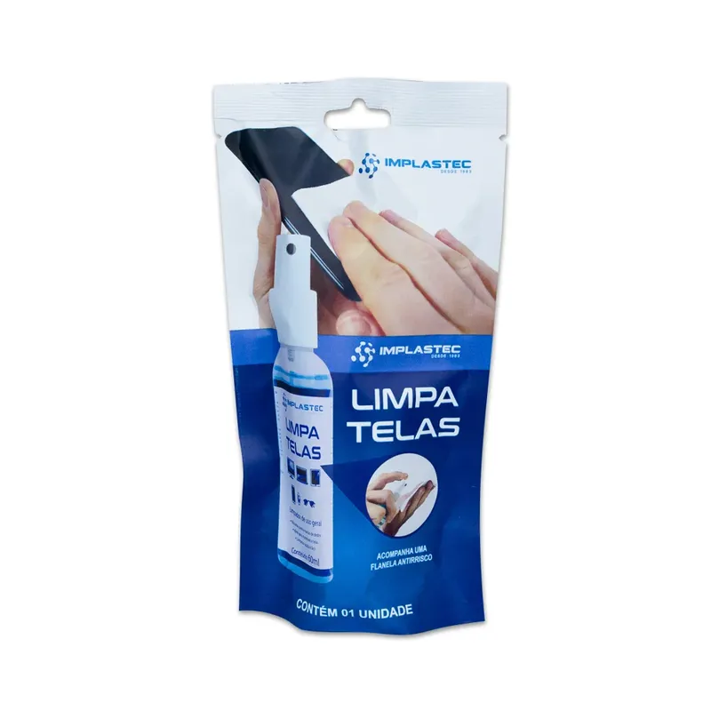 Limpa Telas com Flanela Clean 60ml IMPLASTEC