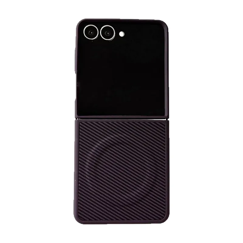Capa Protetora para o Samsung Z Flip 7 com Carregamento Magnético em Fibra de Carbono - Compatível com Magsafe Cor: Roxo