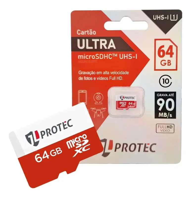 Cartão de Memória MicroSDHC UHS-1 128Gb JL PROTEC Gravação 90MB/s Alta Velocidade para Câmeras CFTV e Smartphones