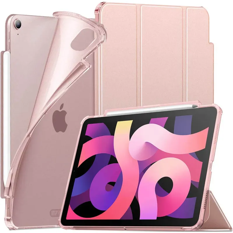 Capa Infiland, Anti Impacto, Ipad Air 5, 10.9 Pol, 2022, A2588 A2589 A2591, Função Wake, Sleep, Suporte de Caneta, Rosa