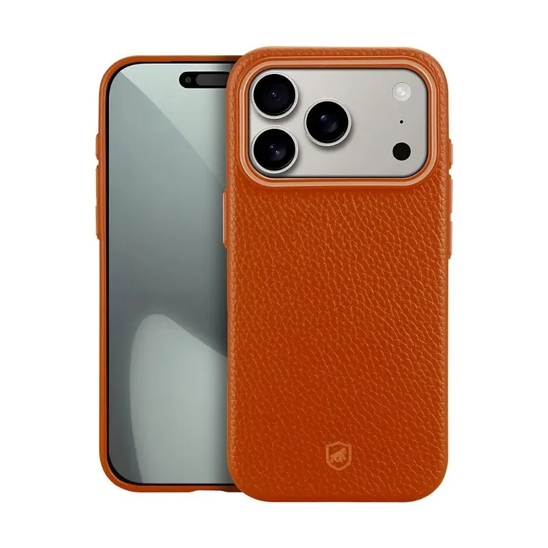 Capa Case Capinha Para Iphone 17 Pro - Magsafe Tech Couro - Marrom - Gshield