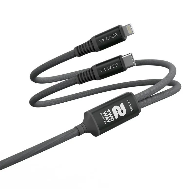 Cabo 2 Em 1 Usb Tipo-c E Lightning Pd Dragon Two Way ( 1 Ano De Garantia)