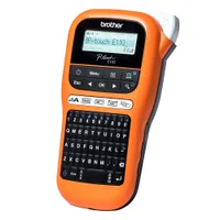 Rotulador Eletrônico Brother PTE110, Laranja, Teclado QWERTY Display Gráfico, 10 Textos, 16 Caracteres