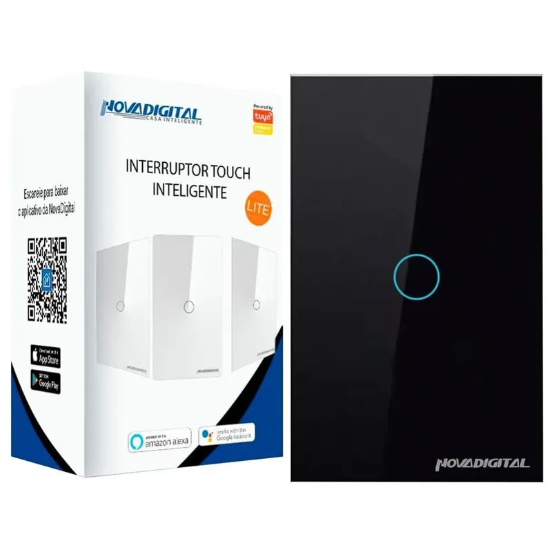 Interruptor Inteligente Wi-Fi 1 Botão Touch LITE-WS1 Compatível Alexa Smart Home Google Home Automação Residencial