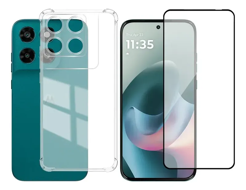Kit 3un Película 3d De Vidro + Capa Anti Impactos Para Moto Edge50 Neo 5g