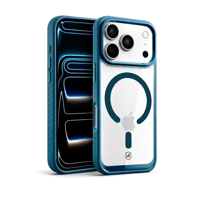 Capa Para Iphone 17 Pro - Magsafe Wave Transparente - Azul - Gshield
