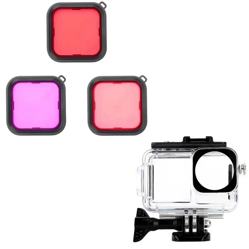 Caixa Estanque Fechada + Kit Filtros Para Dji Action 3/4/5 Pro