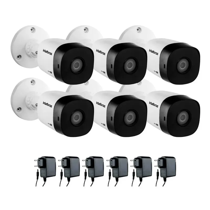 Kit 06 Câmeras De Segurança Vhl 1220 B G2 Hdcvi Full Hd 1080p Intelbras Com Fonte De Alimentação