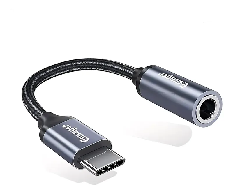 Adaptador Tipo C Macho P2 3,5mm Fêmea Essager Reforçado Áudio Premium Compatível Com iPhone 15 Samsung Motorola Xiaomi