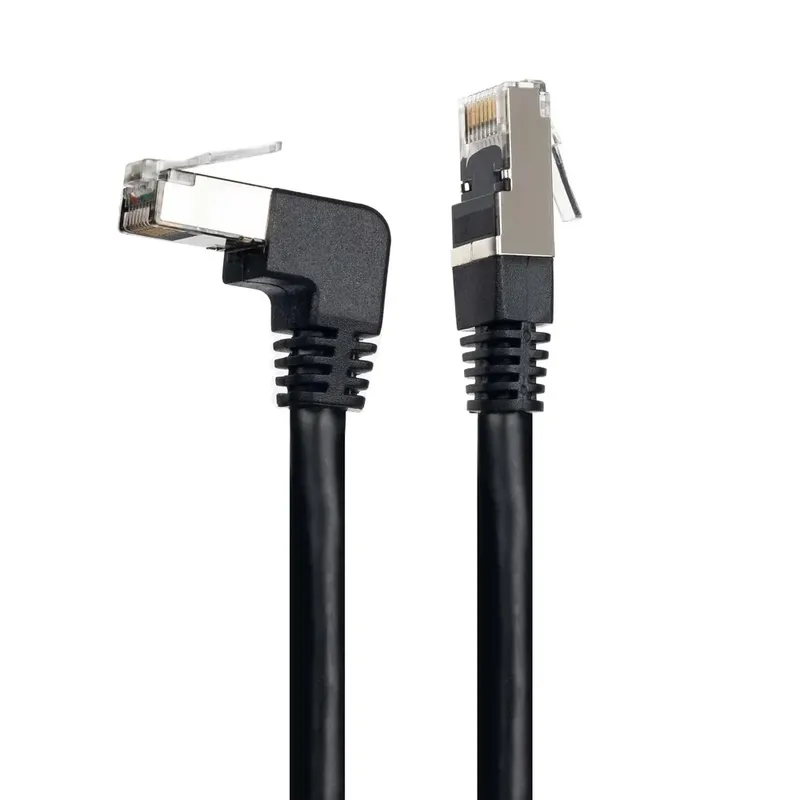 Cabo De Rede Cat7 Plug 90° Graus Para Cima Preto - 5 Metros