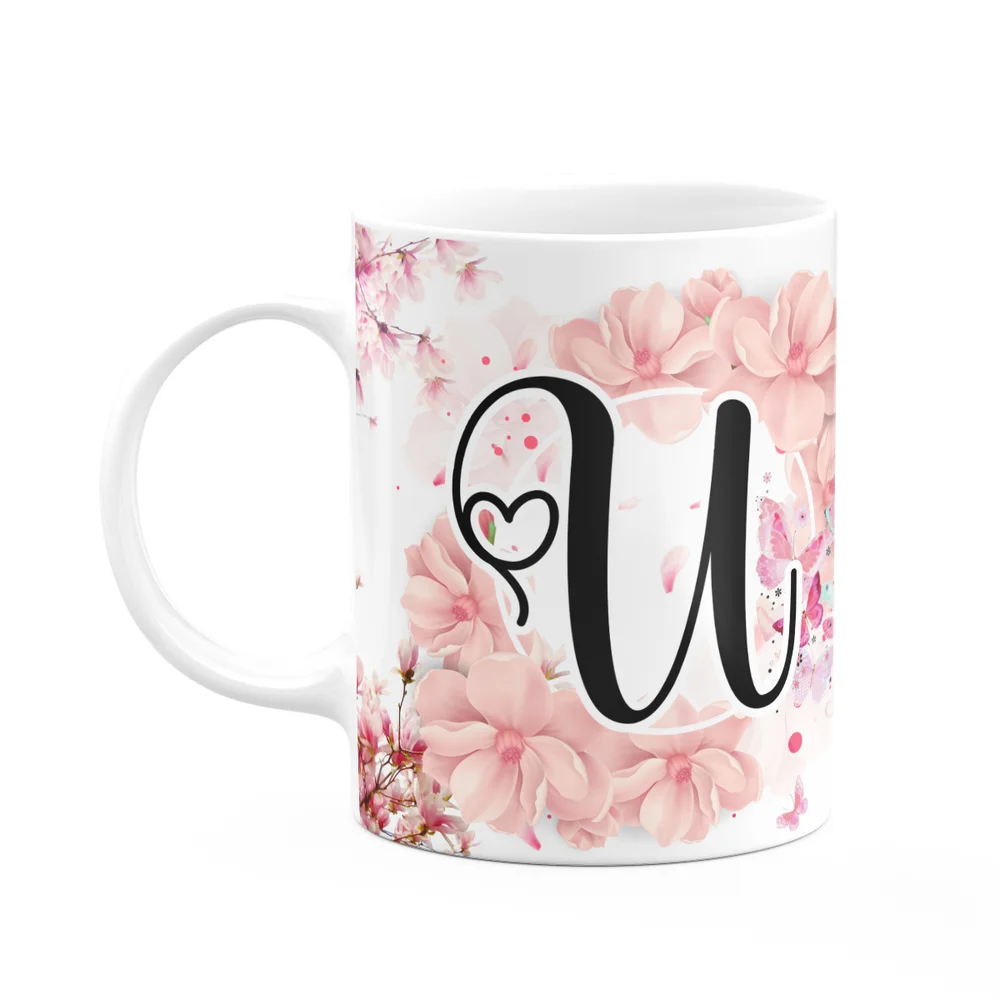 Caneca Floral Letra U