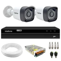 Kit 2 Câmeras Full Hd 1080p 2mp 20m Infravermelho De Visão Noturna +dvr Intelbras Mhdx 1204 4 Canais