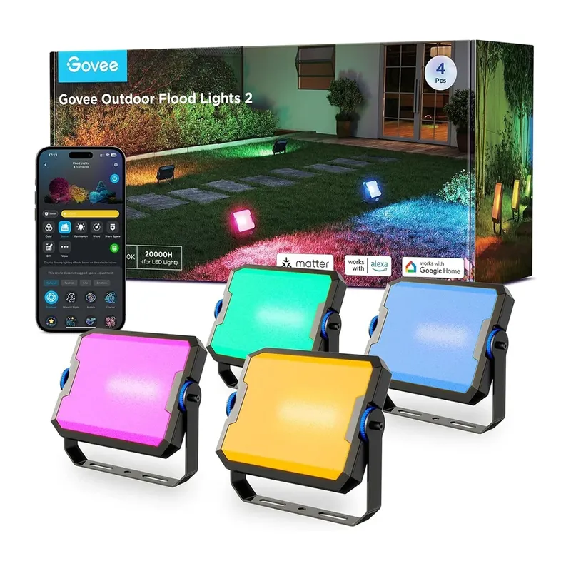 Refletor LED Inteligente Govee RGBic Jardim Ip66 App 4 PCs