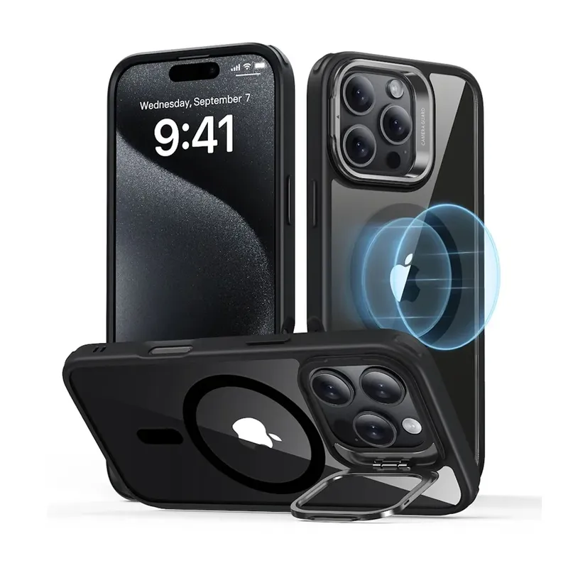 Capa Iphone 16 Pro Esr Com Suporte Stash Preto Clear