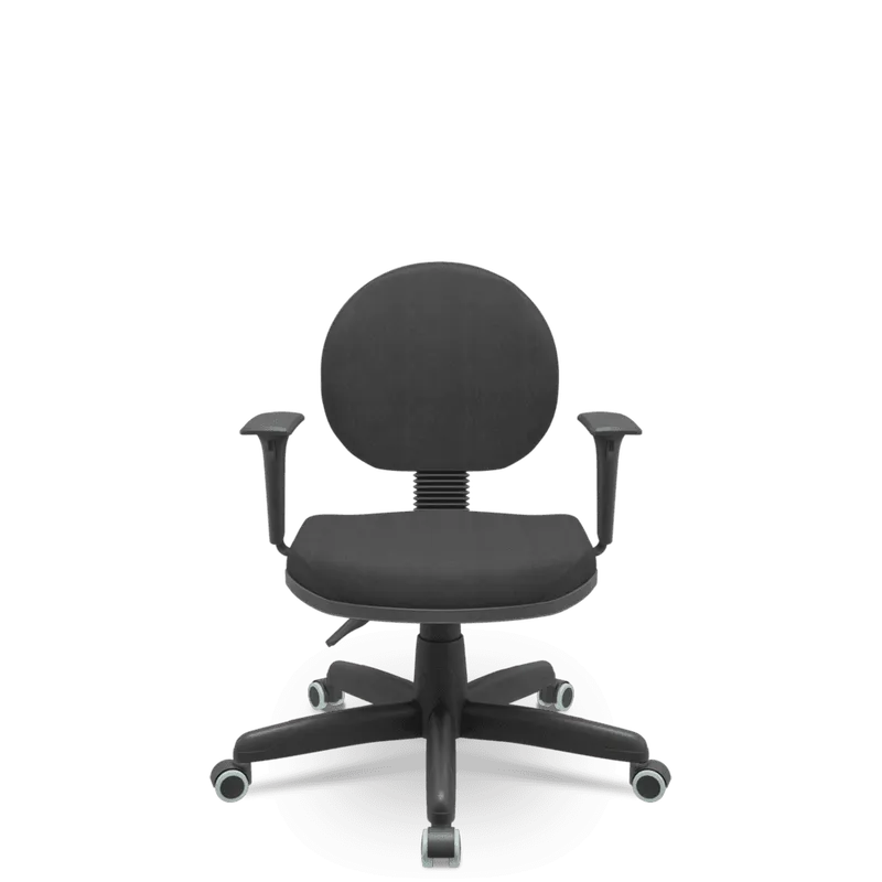 Cadeira De Escritório Back System Operativa Plus C/ Braços Reguláveis - Tecido Preto - Plaxmetal