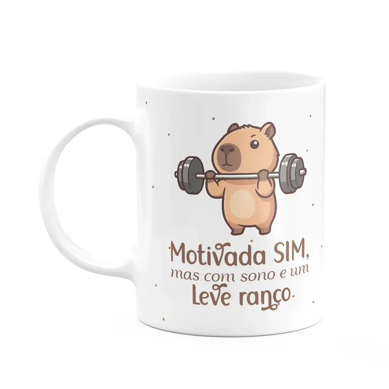 Caneca Divertida Capivaras - Motivada Sim, Mas Com Sono