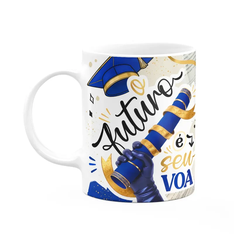 Caneca Formatura G-blue - O Futuro É Seu, Voa!