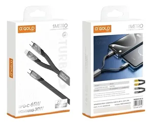 Cabo De Dados 2 Em 1 Tipo-c 65w + Lightning 30w Gold Pro Cb34 – 1 Metro