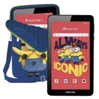 Tablet Infantil 7" HD 64GB, 2GB RAM, Quad-Core, Wi-Fi, Android Preto com Tema Divertido