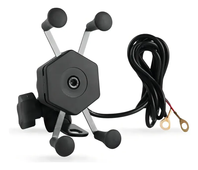 Suporte Celular Moto Carregador Universal Usb Turbo Stallion