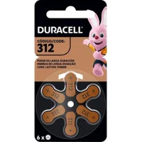 Pilha Auditiva Duracell, Tamanho 312 - Cartela Com 6 Unidades