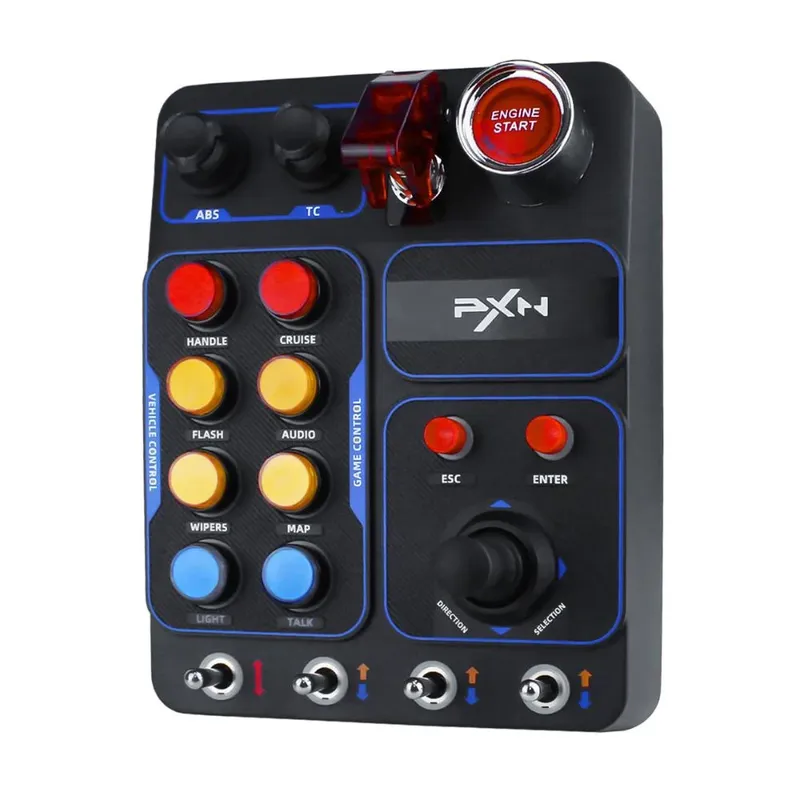Controle Simulador Corrida Pxn Cb1, PC Gamer, Botões Personalizáveis, Plug And Play, RGB, C Alavanca Ligação