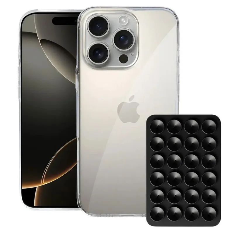 Capinha Crystal Slim Do Iphone 16 Pro Ventosa Preta Gshield