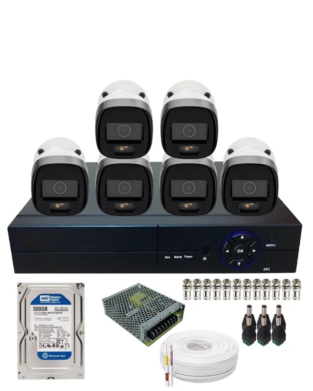 Kit Vigilância 6 Câmeras Intelbras 1220b Full Color Dvr 8 Canais Acompanha Hd