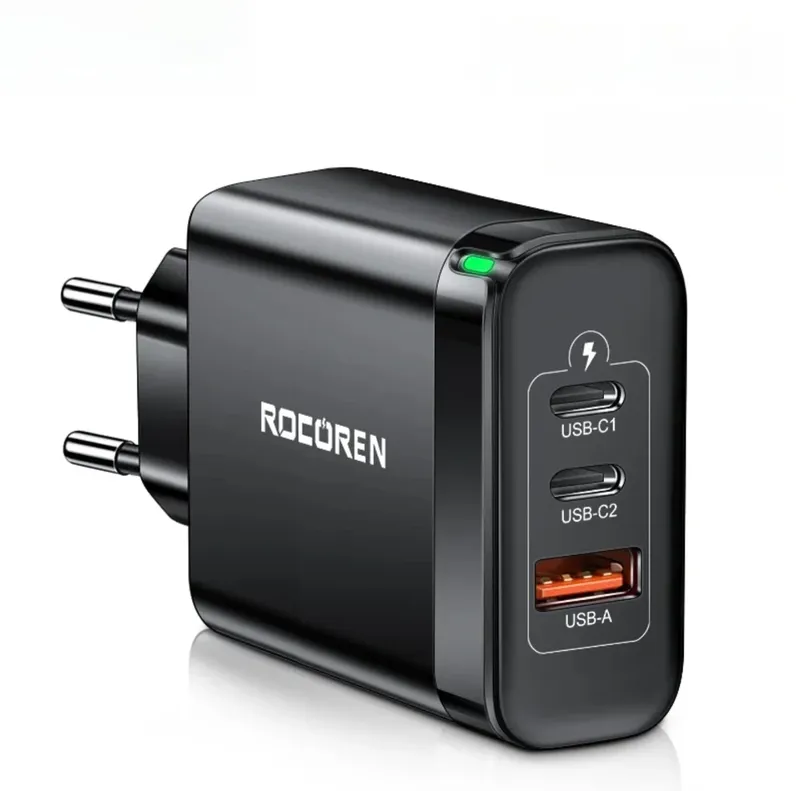 Carregador Rápido Rocoren Gan 65w 3 Portas - 127/220v (bivolt)