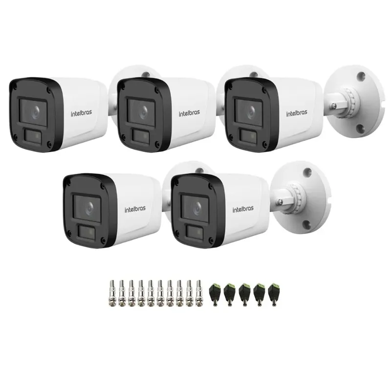 Kit 5 Câmeras Intelbras Vhl 1220 B G8 Bullet Full Hd 1080p Visão Noturna 20m Ip66 + Conectores