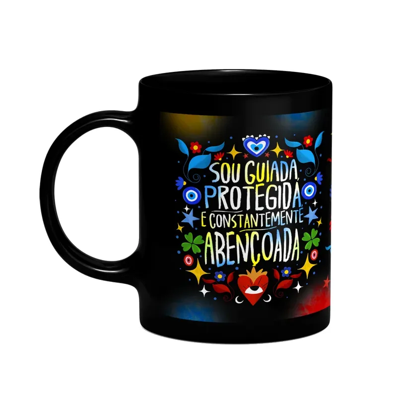 Caneca Proteção - Sou Guiada, Protegida, Abençoada - B-dark