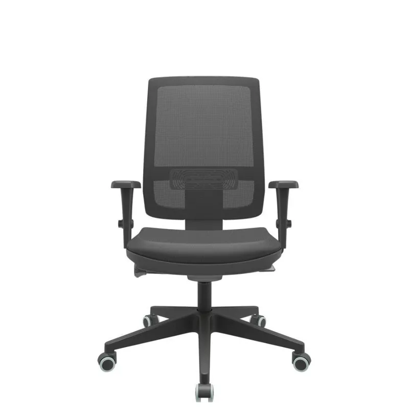 Cadeira Diretor Brizza Tela - Autocompensador Slider - Base Piramidal - Braços 3d Pp - Plaxmetal - Preto