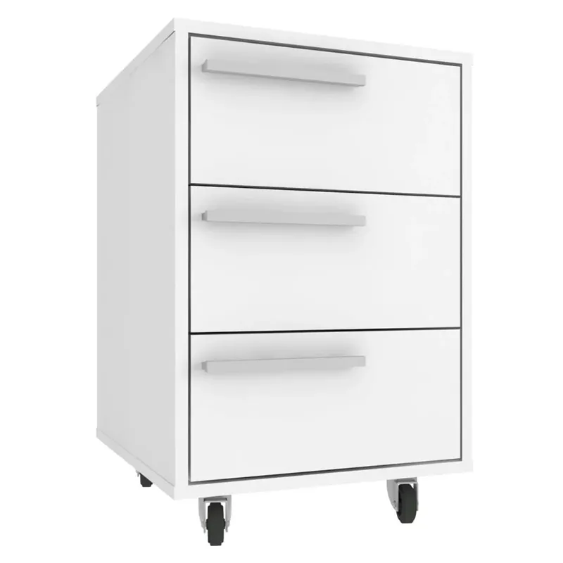 Gaveteiro 3 Gavetas Com Rodízios Branco Fosco Ho-2929 - Hecol Móveis