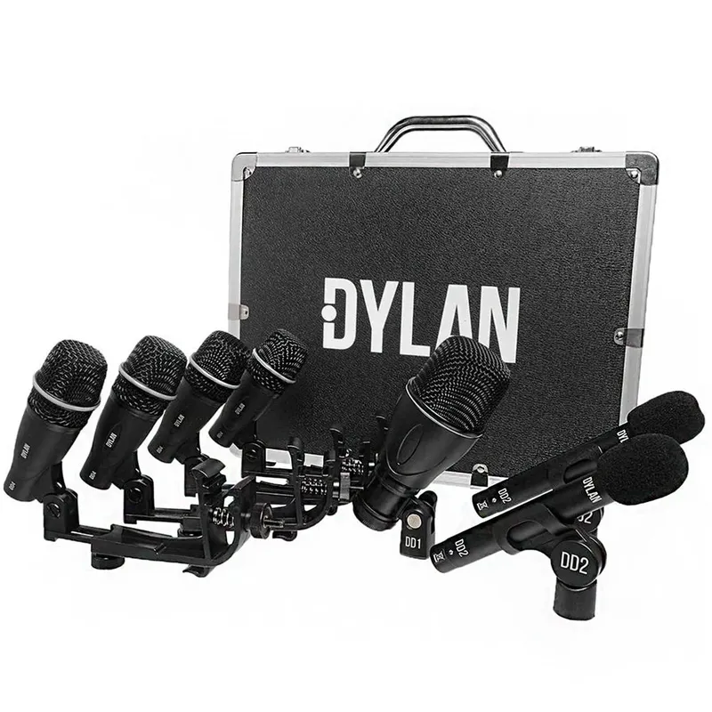 Kit Microfones Para Bateria Dylan Dd-7 C/ Palco Studio Condensador + Dinâmicos Cardióide E Super Cardióide