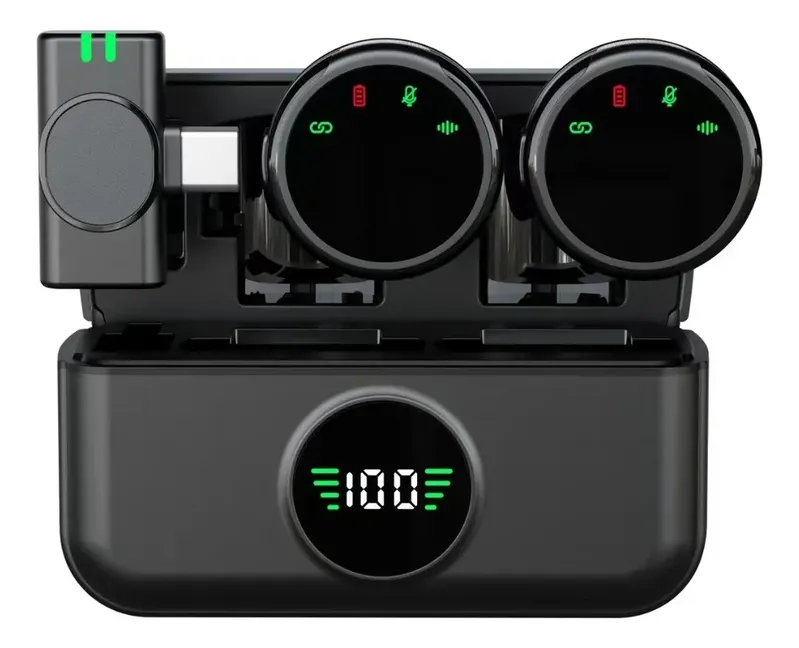 Microfone Lapela Hmaston Duplo Imã 2x1 Tipo-c Profissional
