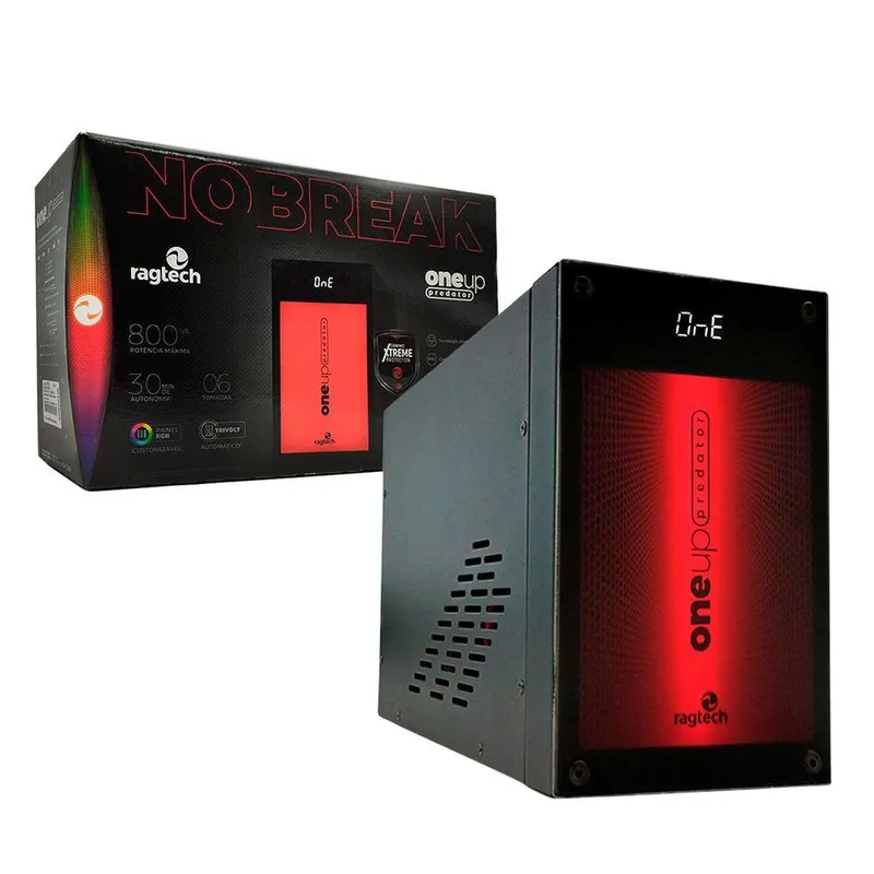 Nobreak Gamer Ragtech Senoidal Puro One Up Predator 800va Ti Gt, Entrada Biv./ Saída 115v - 20one4570