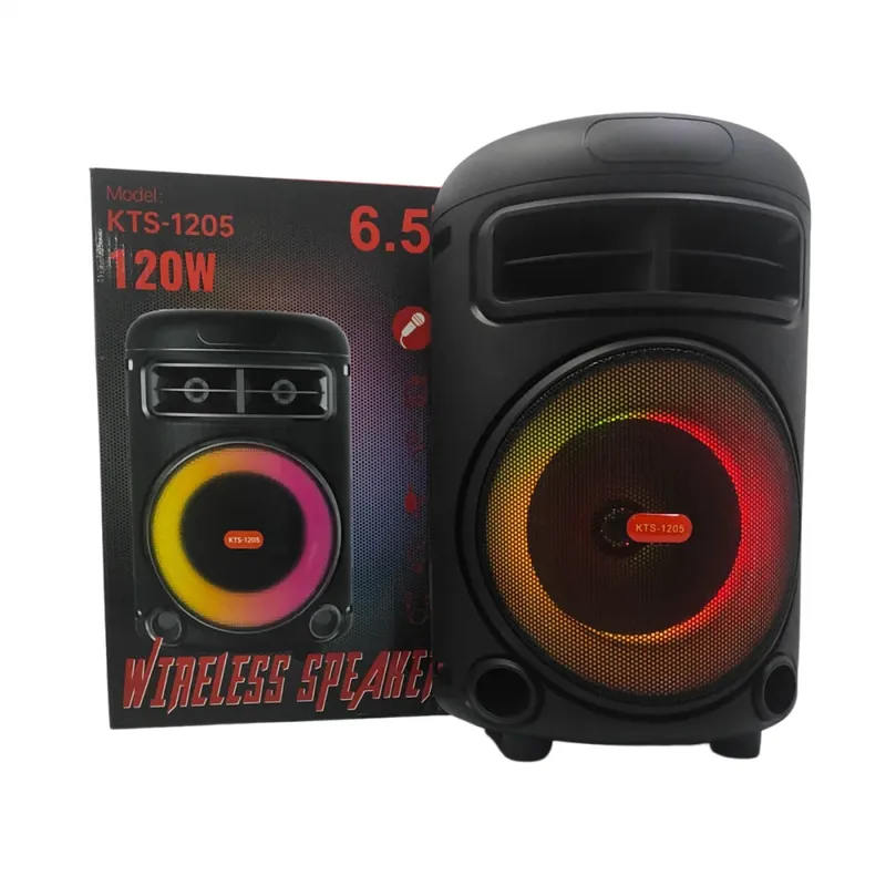 Caixinha De Som Bluetooth LED RGB Usb Cartão Tf Alta Qualidade 120w Entrada P10 Altomex Kts-1205