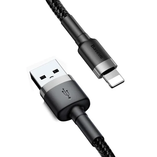 Cabo Carregador Lightning Para Iphone Baseus, 3 Metros, Nylon, Preto
