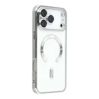 Capa Magnética Compatível com Magsafe para o iPhone 17 Pro Max - Proteção Completa nas Lentes das Câmeras e Carregamento por Aproximação Cor: Prata