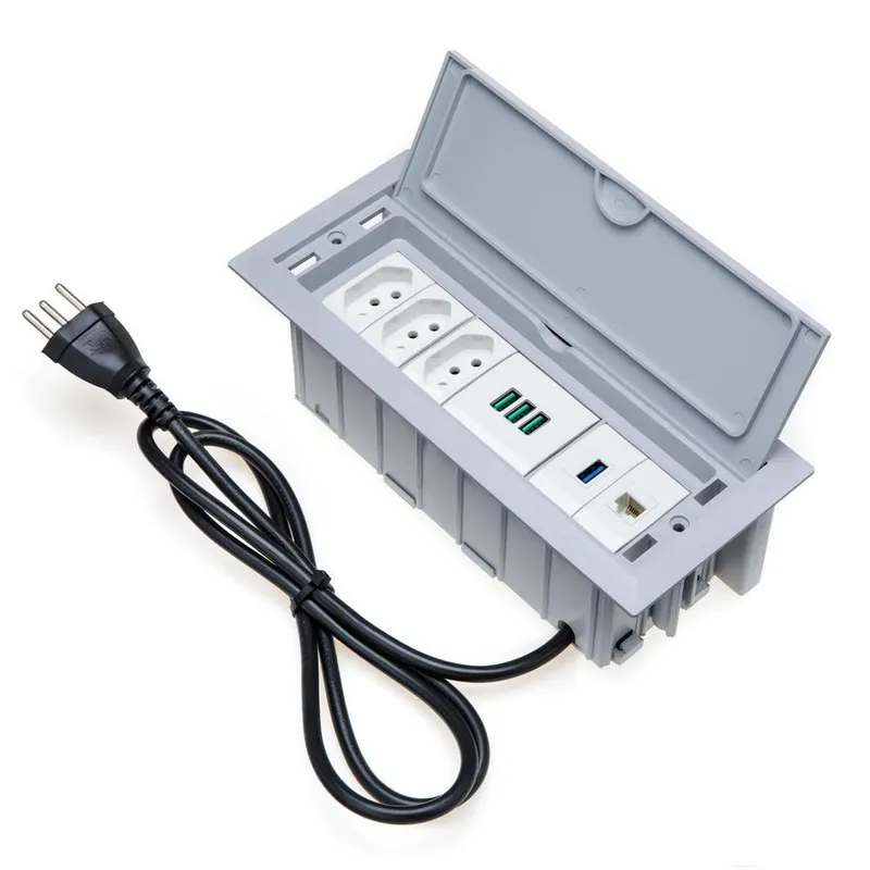 Caixa De Tomada Embutir 2 Tomadas 20a 1 Usb Dados 1 Rj-45 - Connect Caixa Tomada