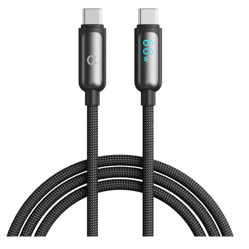 Cabo Usb-c Para Usb-c 60w 1 Metro Nylon Trançado – Carregamento Rápido, Compatível Com Iphone, Android, Ipad, Notebooks – Cabo Reforçado