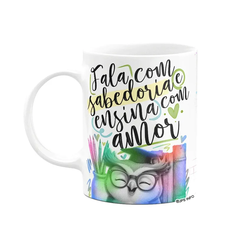 Caneca Professor Coruja - Ensina Com Amor