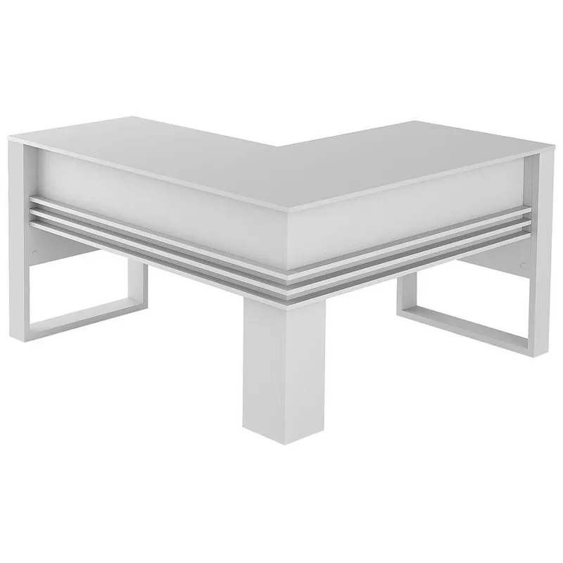 Mesa Angular Para Escritório Home Office Me4145- Gran Belo Mdp Branco.