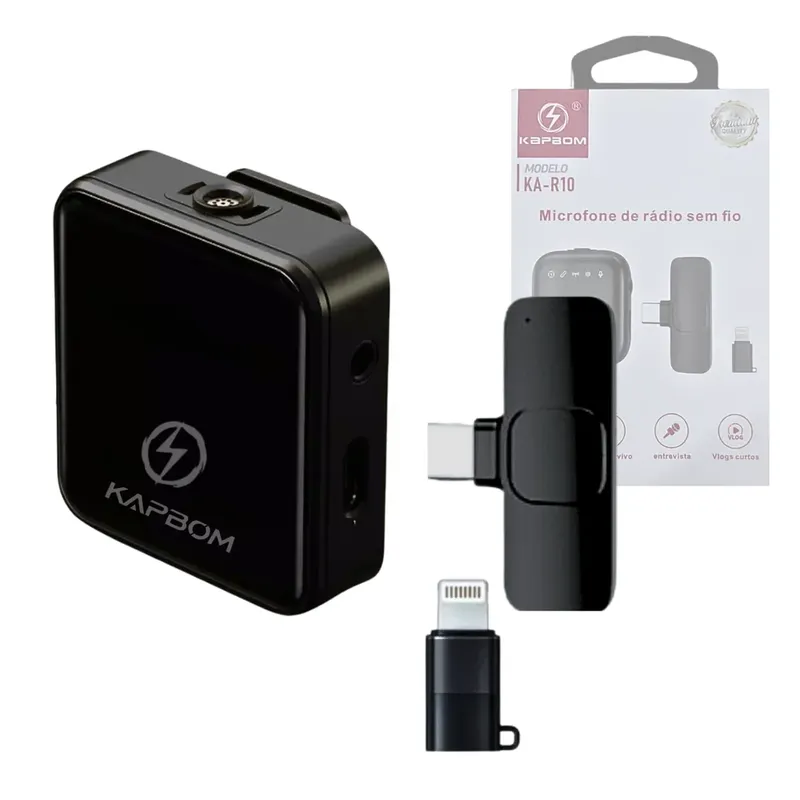 Microfone De Lapela Bluetooth Tipo-c E Lightning Kapbom